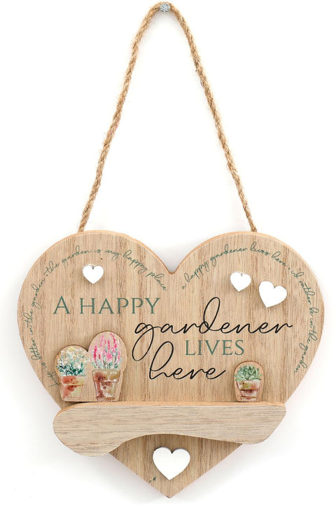 Happy gardener Wooden Hanging Heart