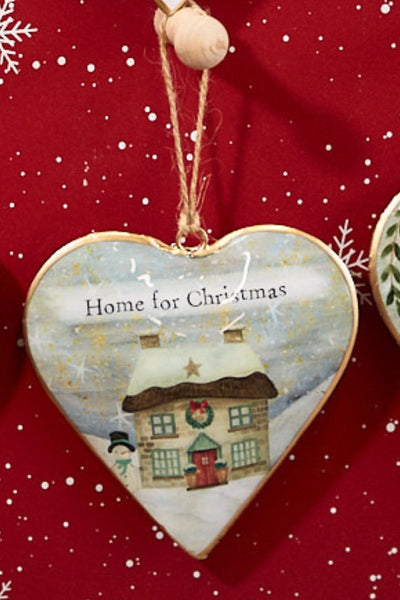 Home for Christmas Metal Heart Hanger