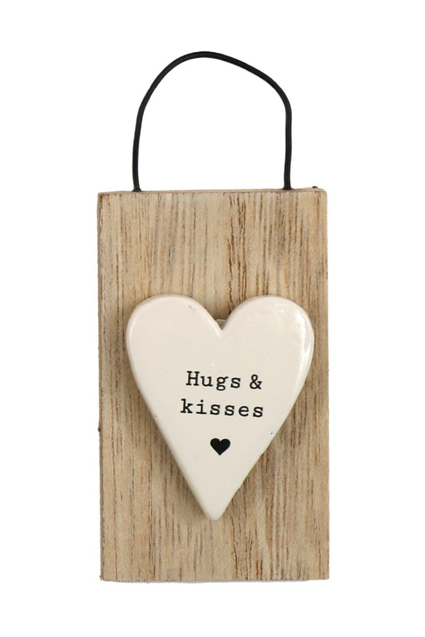 Hugs & Kisses Hanging Heart Plaque