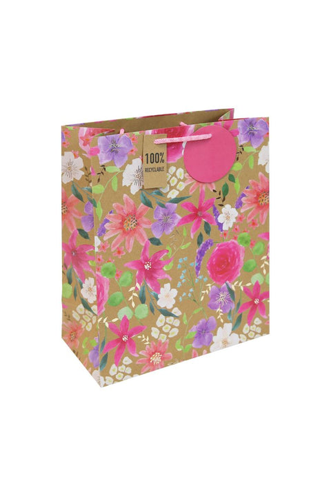 Large Bold Floral Kraft Bag