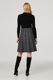 Mini Check Tie Detail Knitted Dress
