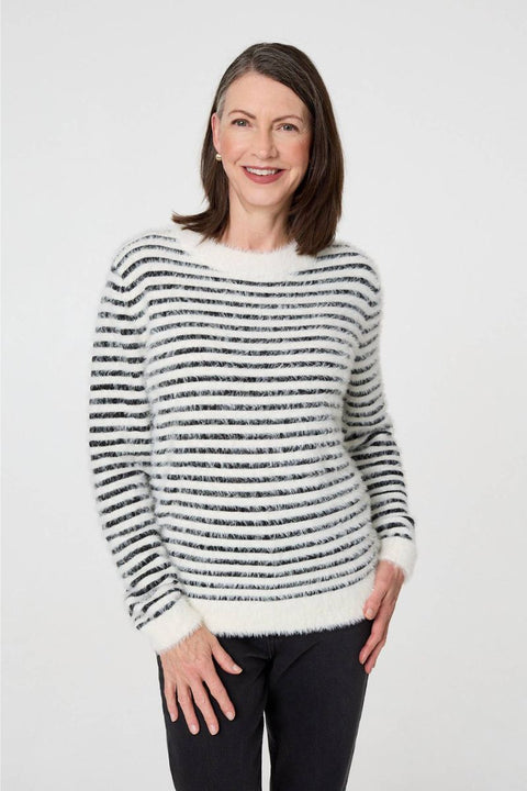 Mono Stripe Fluffy Jumper