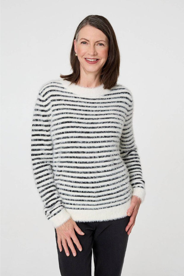 Mono Stripe Fluffy Jumper