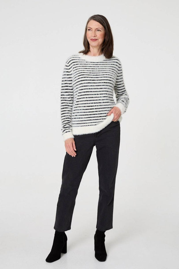 Mono Stripe Fluffy Jumper