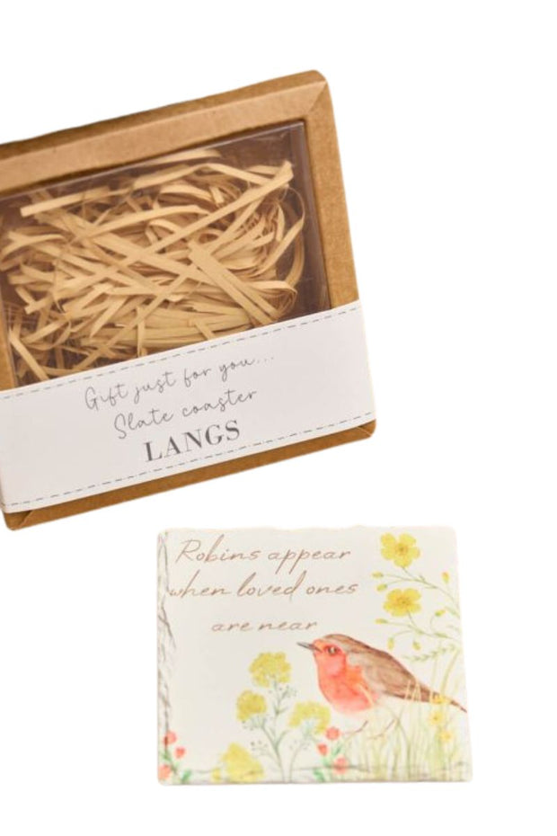 Robins Appear Slate Coaster