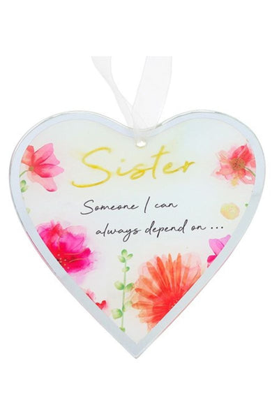 Sister Embrace Hanging Heart