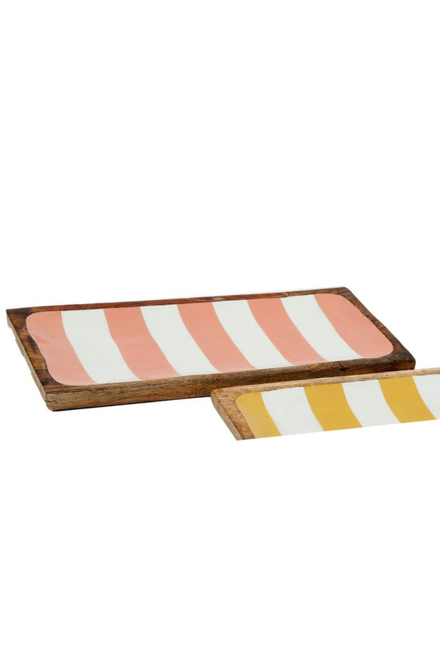 Squared Cabana Stripe Enamel Tray