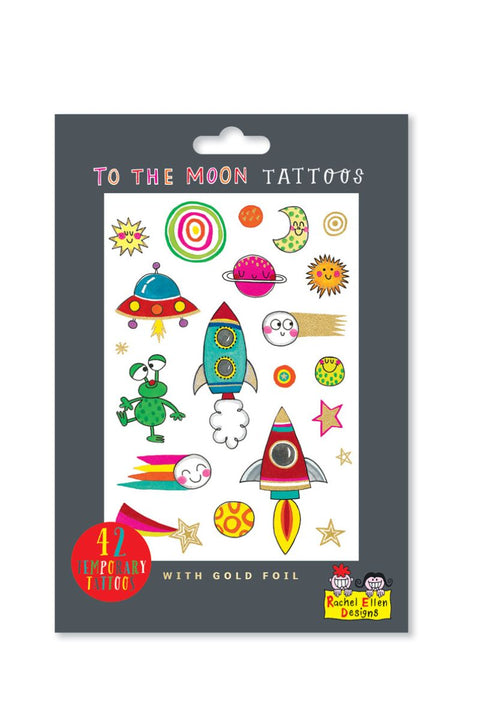 To The Moon Temporary Tattoos