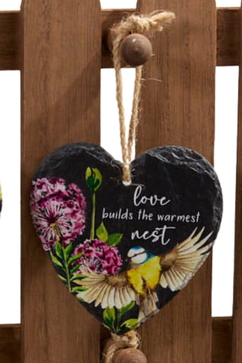 Warmest Nest Blue Tit Slate Heart Hanger