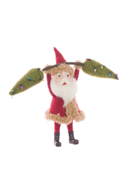 Weightlifting Felt Standing Santa