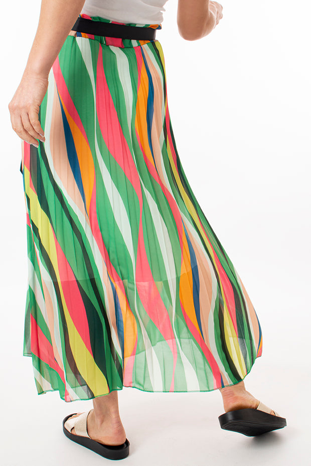 Abstract wave pleated skirt