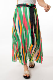 Abstract wave pleated skirt