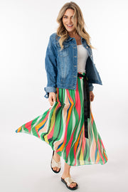 Abstract wave pleated skirt