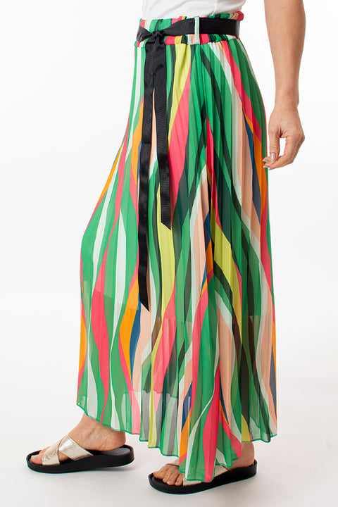 Abstract wave pleated skirt