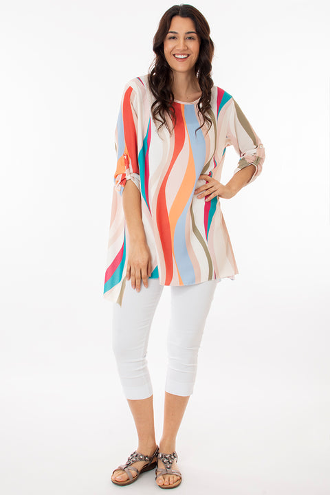 Abstract wave print top