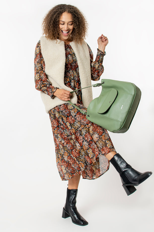 Autumn floral tiered dress