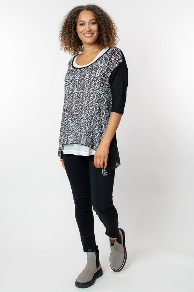 Double Layer Animal Print Front Top