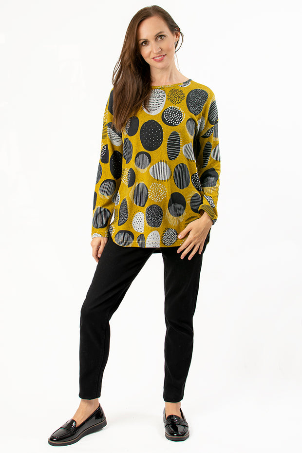 Curved Hem Yellow Spot Top
