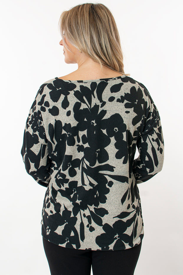 Curved Hem Floral Top