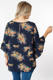 Flute sleeve floral top