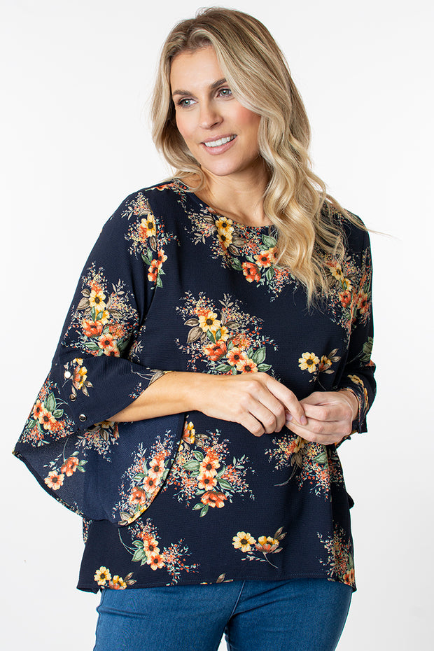 Flute sleeve floral top