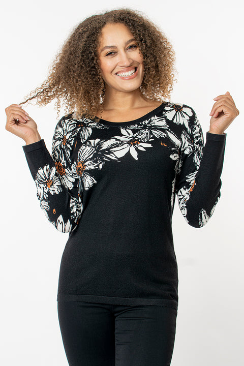 Black floral outlet jumper