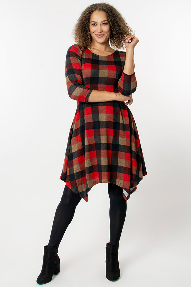 Check hanky hem dress