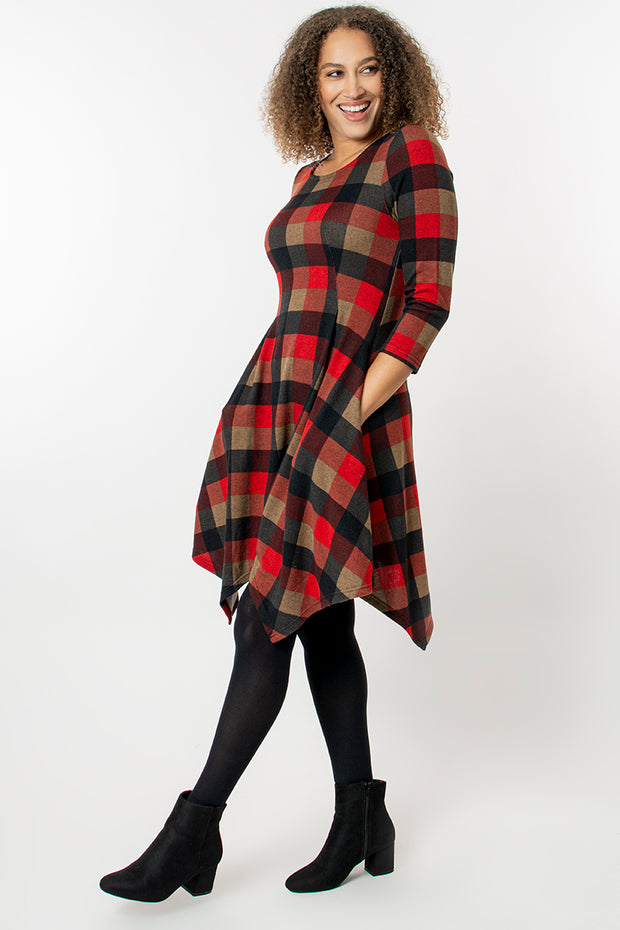 Check hanky hem dress