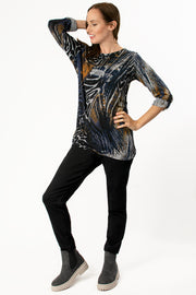 Roll sleeve animal mix print top