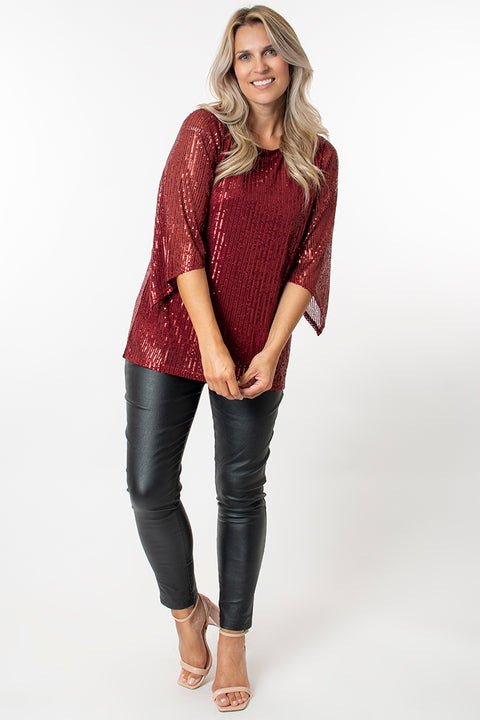 Sequin Flute Sleeve Top